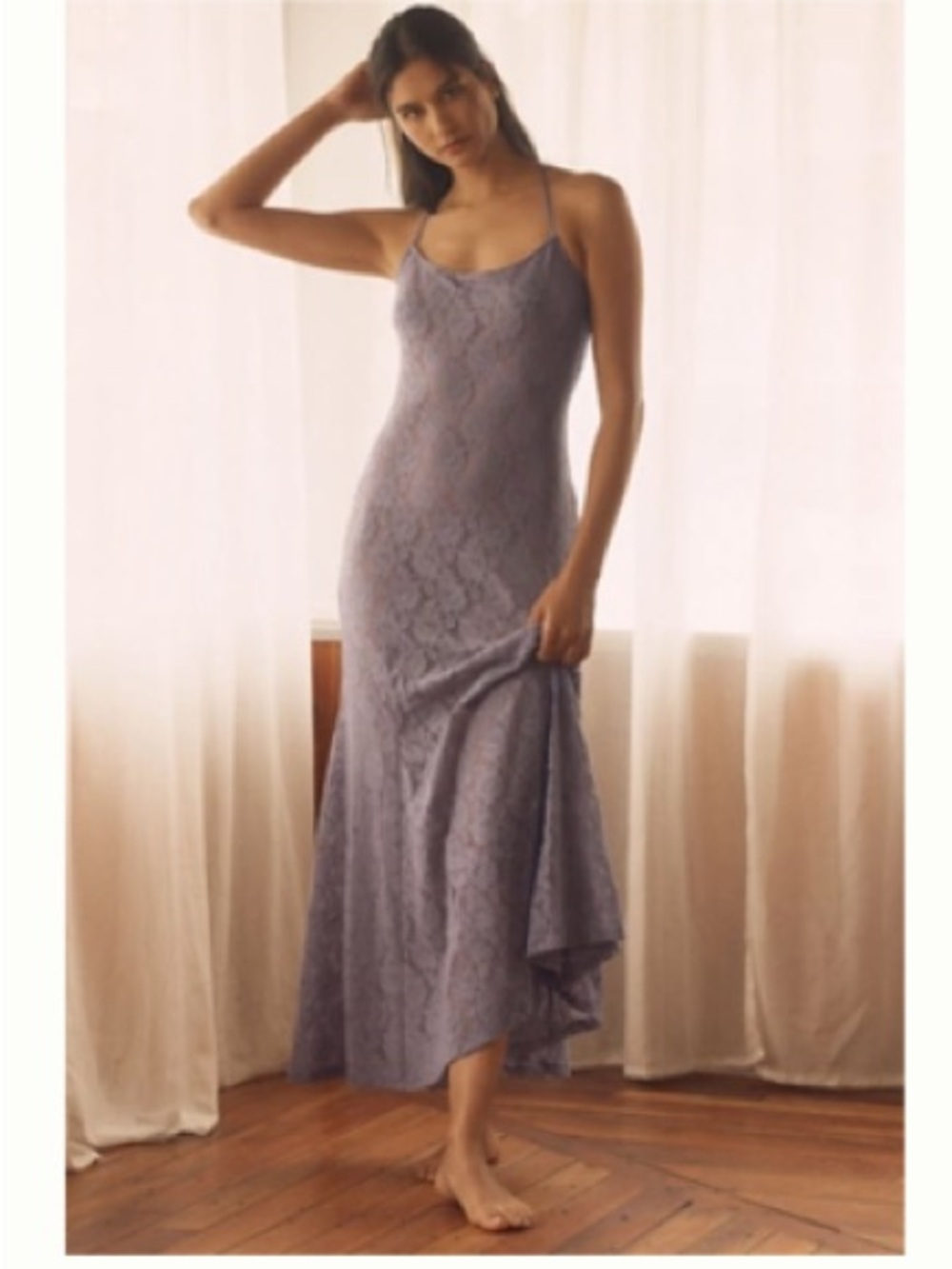 Lace Bias Slip Chemise in Lavender